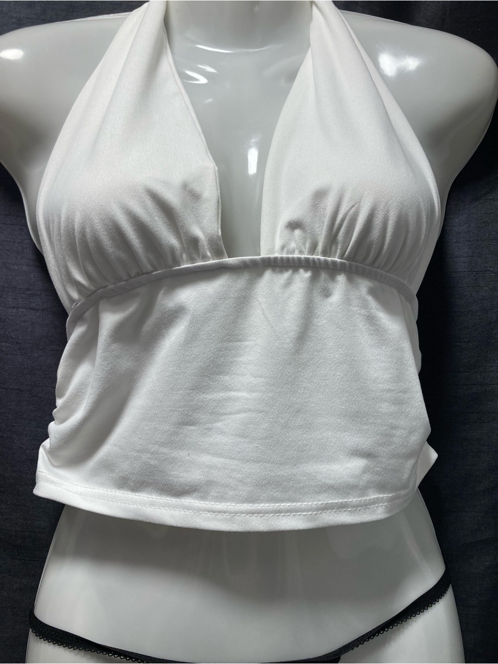 SHEIN White Halter Crop Tank Top Size Small Y2K Coquette
